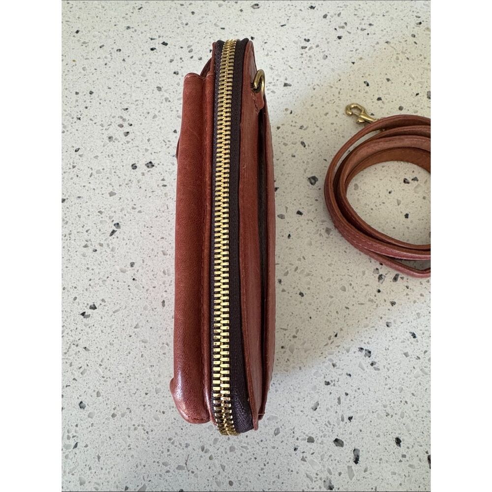 Calleen Cordero Brandy Leather Cell Phone Wallet Organizer Crossbody bag Clutch - Picture 7 of 12
